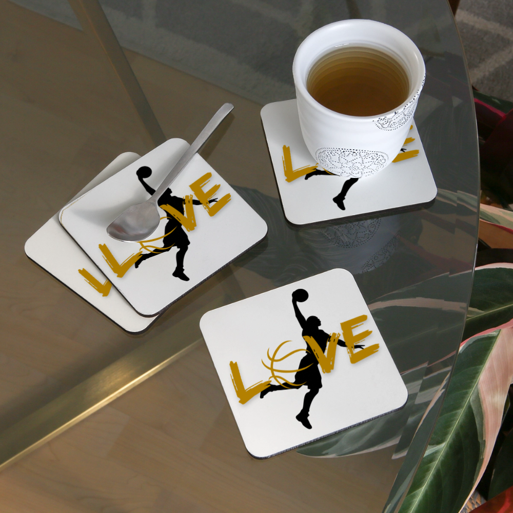 Basketball Love Untersetzer (4er-Set) - Weiß