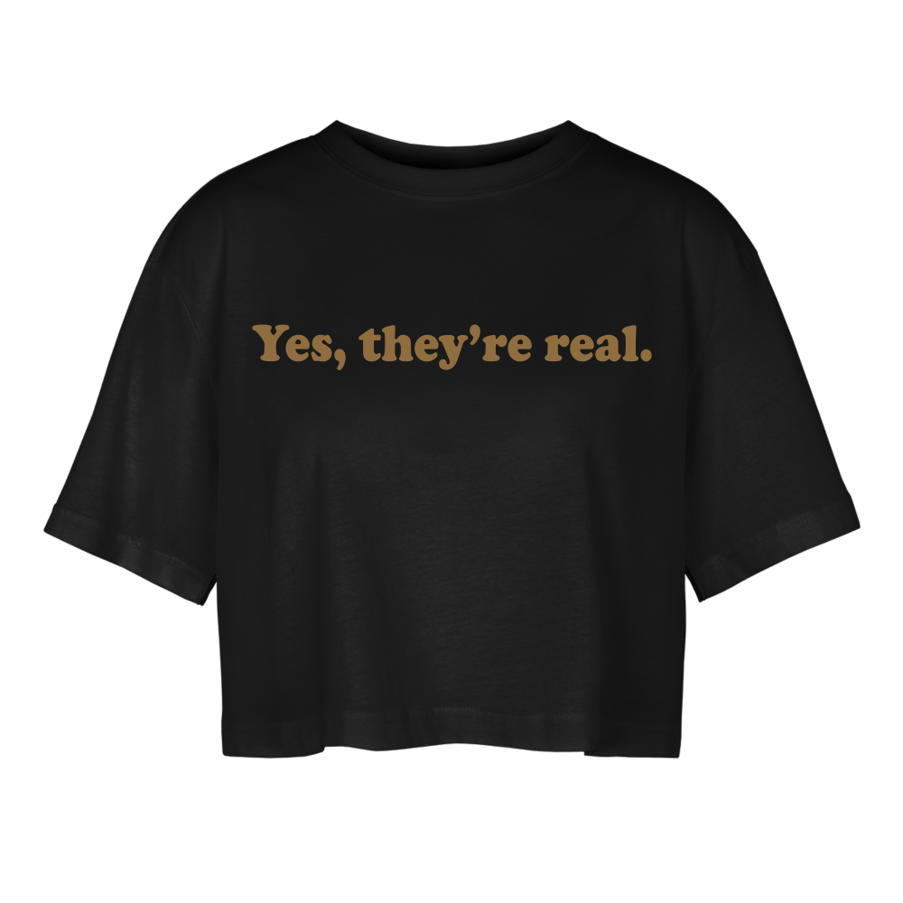Yes. they're real. Frauen Oversized Cropped T-Shirt - Schwarz