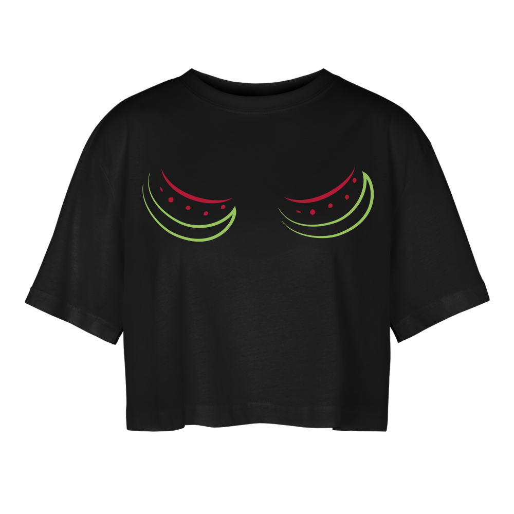 Frauen Oversized Cropped T-Shirt - Schwarz