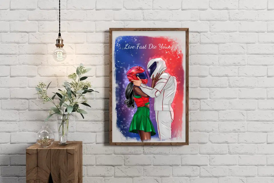 Personalisiertes Biker Paar Poster