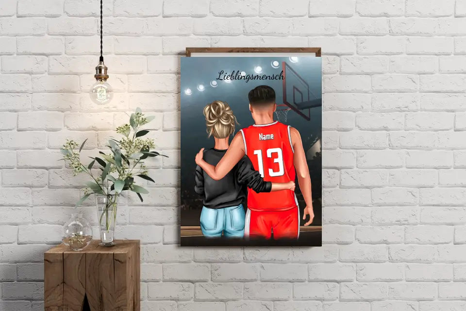 Personalisiertes Basketball Paar Poster