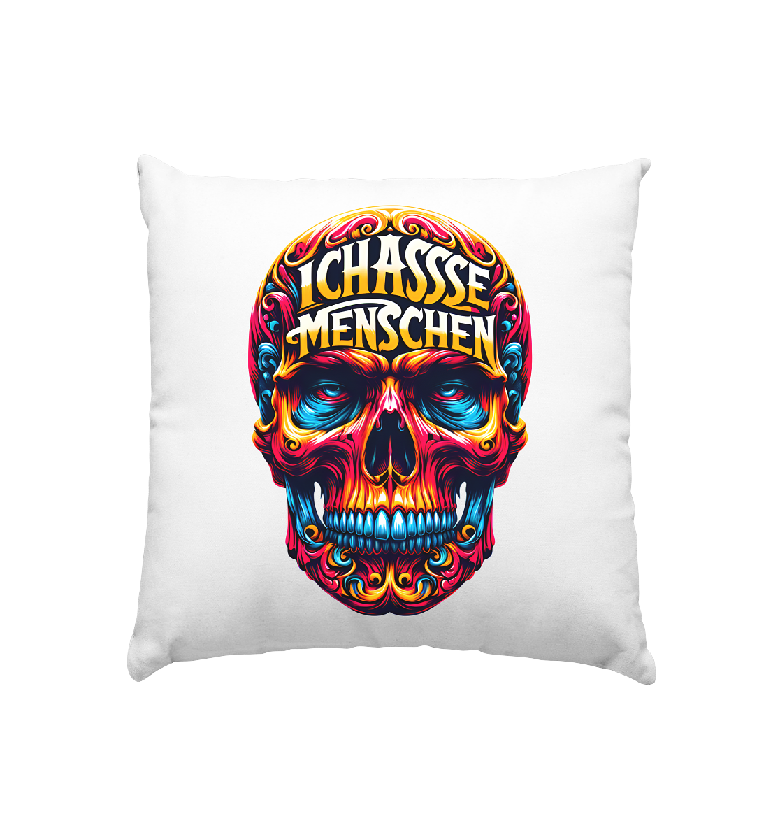 Crazy Skull Head Ich Hasse Menschen - Kissen 40x40cm