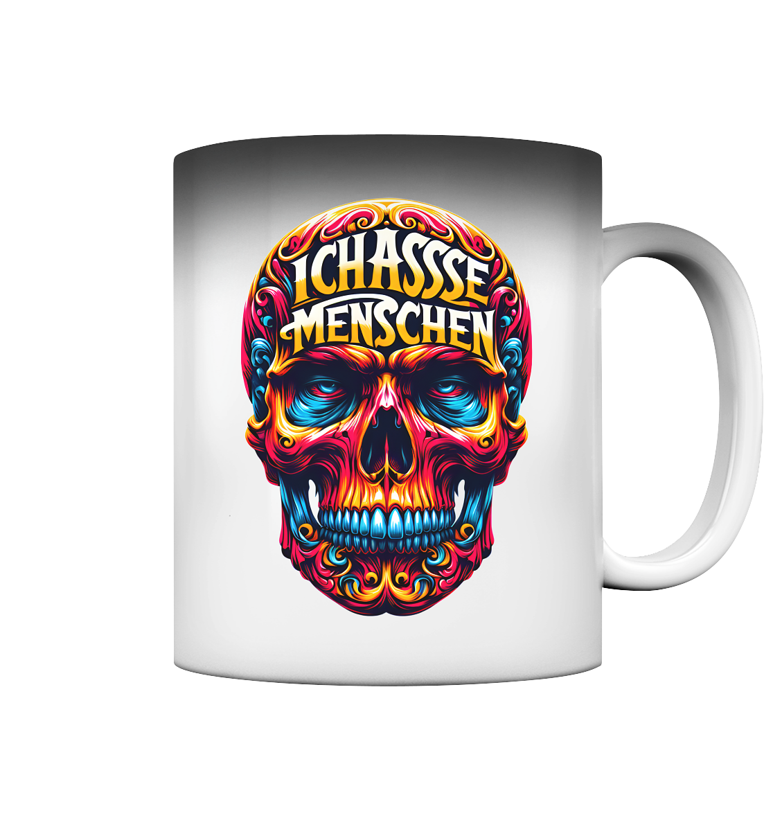 Crazy Skull Head Ich Hasse Menschen - Magic Mug