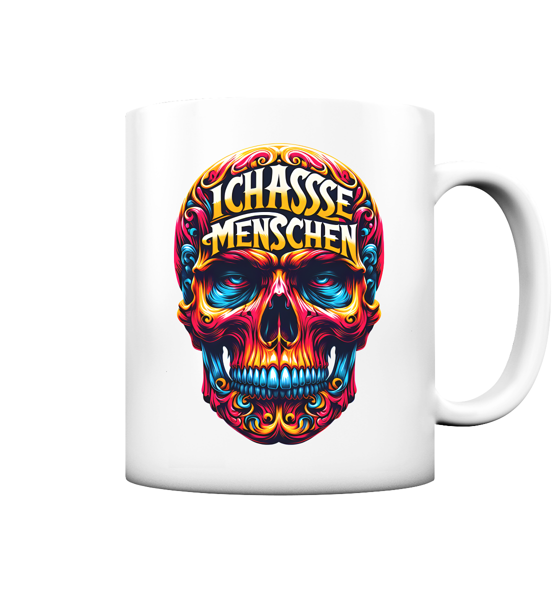 Crazy Skull Head Ich Hasse Menschen - Tasse matt