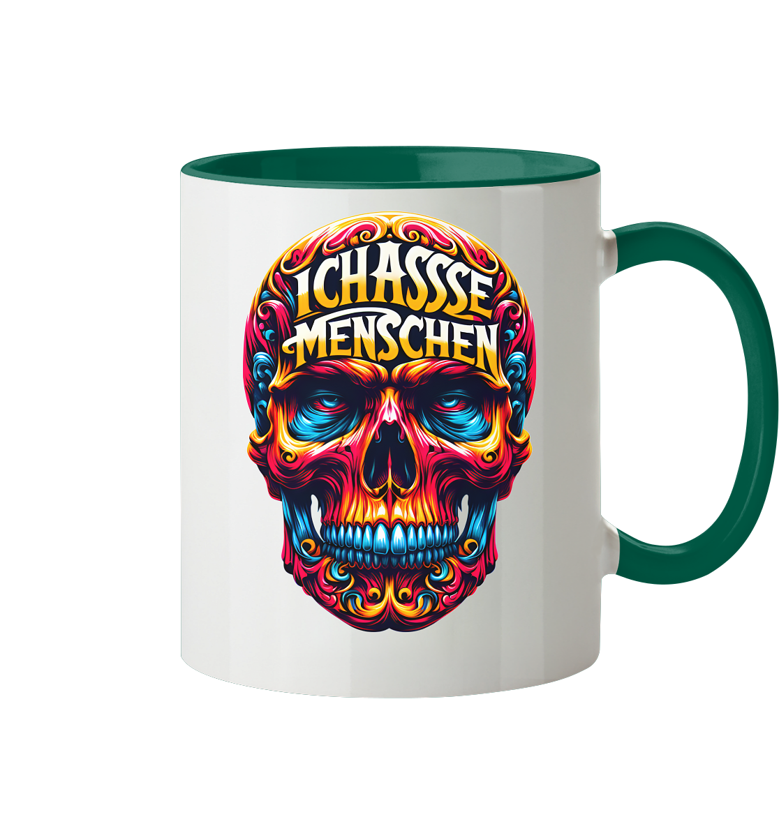 Crazy Skull Head Ich Hasse Menschen - Tasse zweifarbig