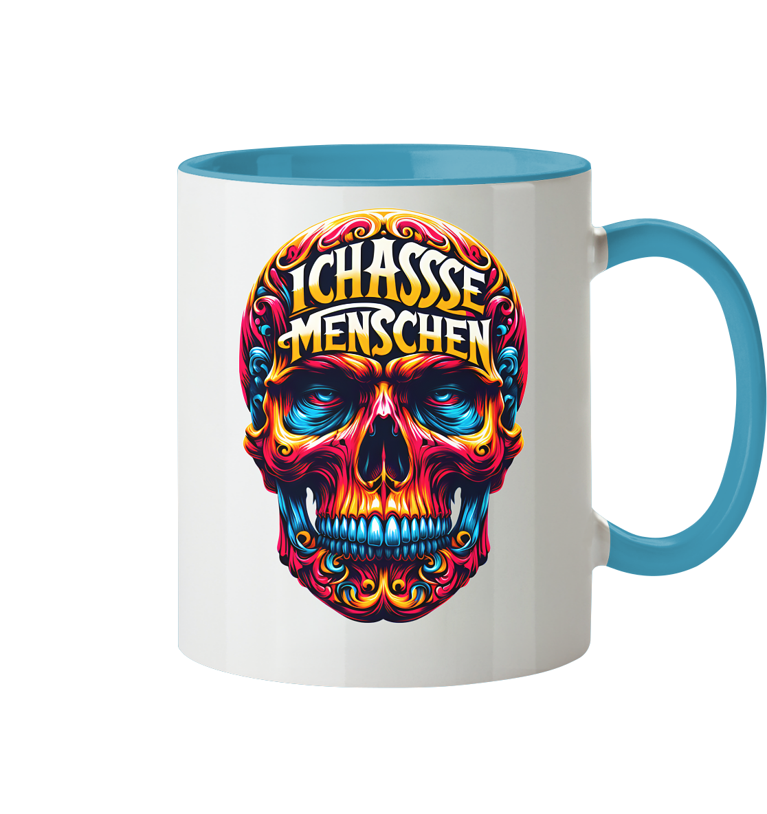 Crazy Skull Head Ich Hasse Menschen - Tasse zweifarbig