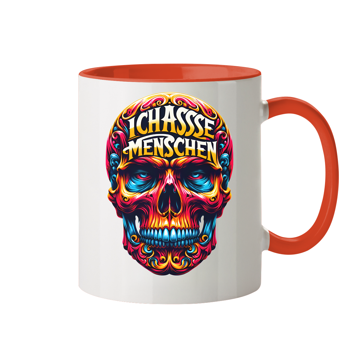 Crazy Skull Head Ich Hasse Menschen - Tasse zweifarbig