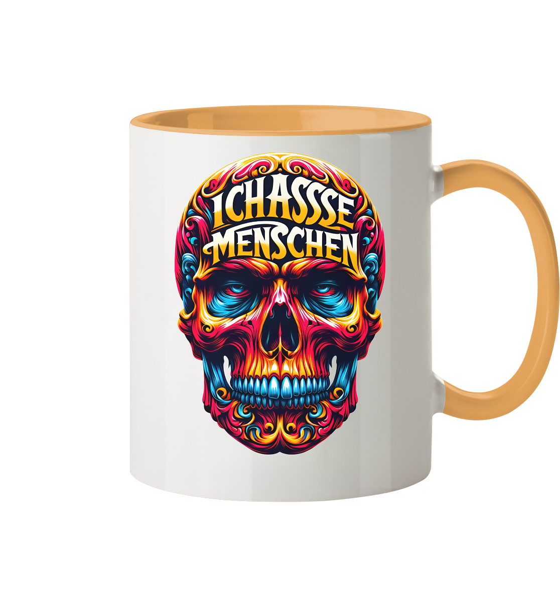 Crazy Skull Head Ich Hasse Menschen - Tasse zweifarbig