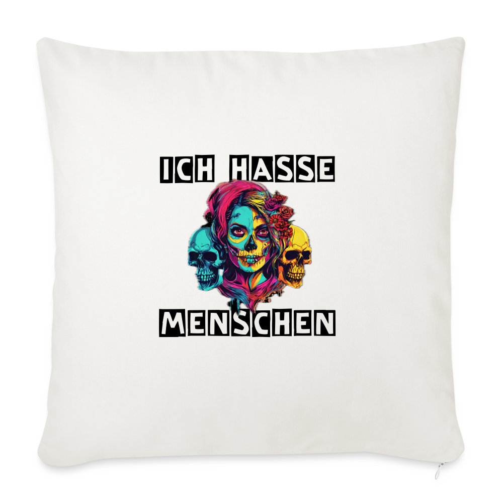 Sofakissen mit Füllung 44 x 44 cm "Ich hasse Menschen" - Naturweiß