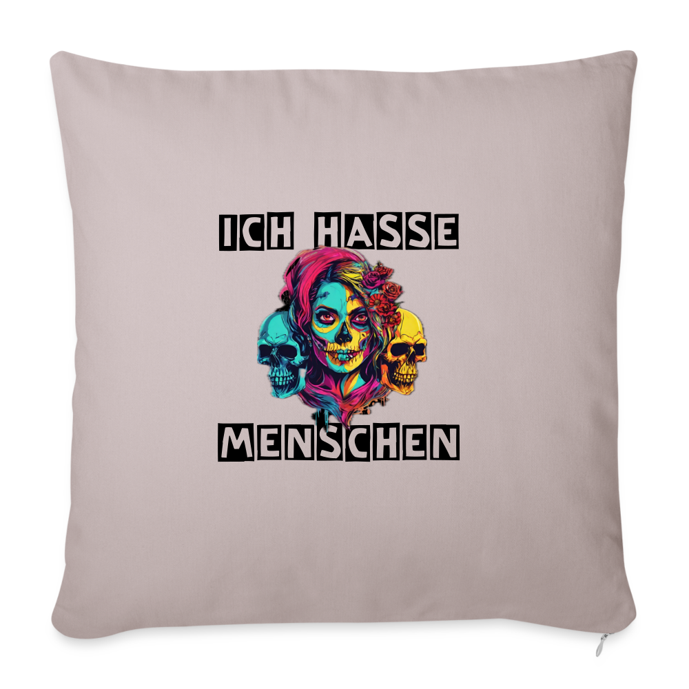 Sofakissen mit Füllung 44 x 44 cm "Ich hasse Menschen" - helles Taupe