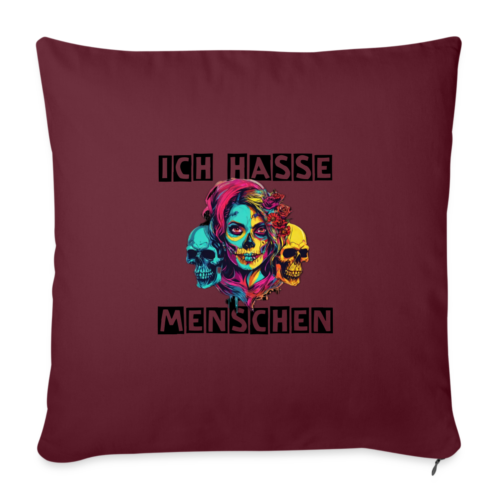 Sofakissen mit Füllung 44 x 44 cm "Ich hasse Menschen" - Burgunderrot