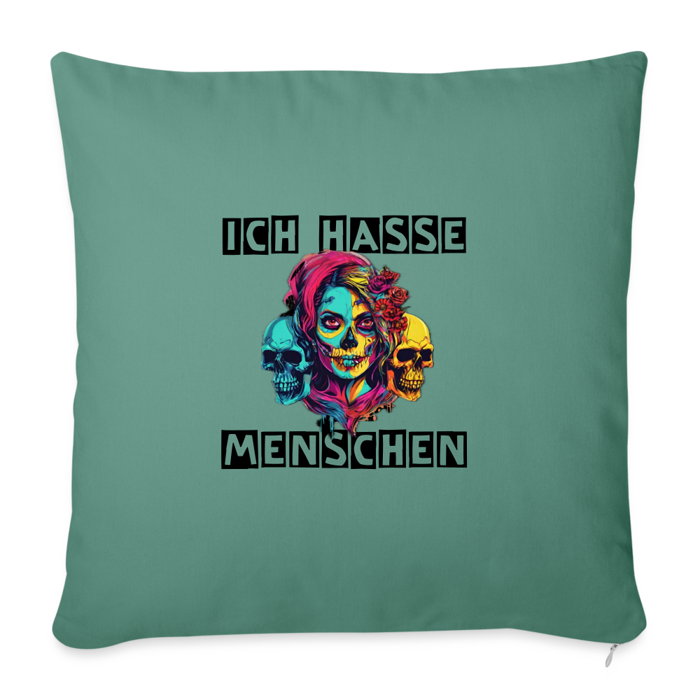 Sofakissen mit Füllung 44 x 44 cm "Ich hasse Menschen" - Tanngrün