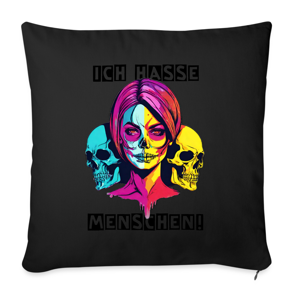 Sofakissen mit Füllung 44 x 44 cm "Ich hasse Menschen" - Schwarz