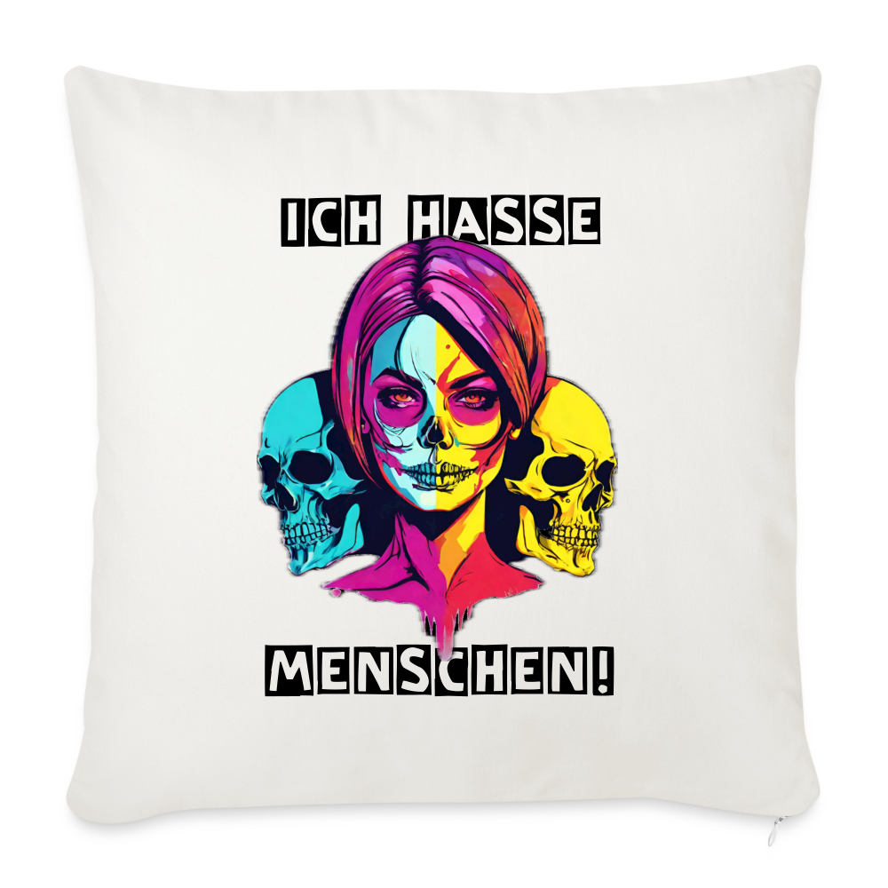 Sofakissen mit Füllung 44 x 44 cm "Ich hasse Menschen" - Naturweiß