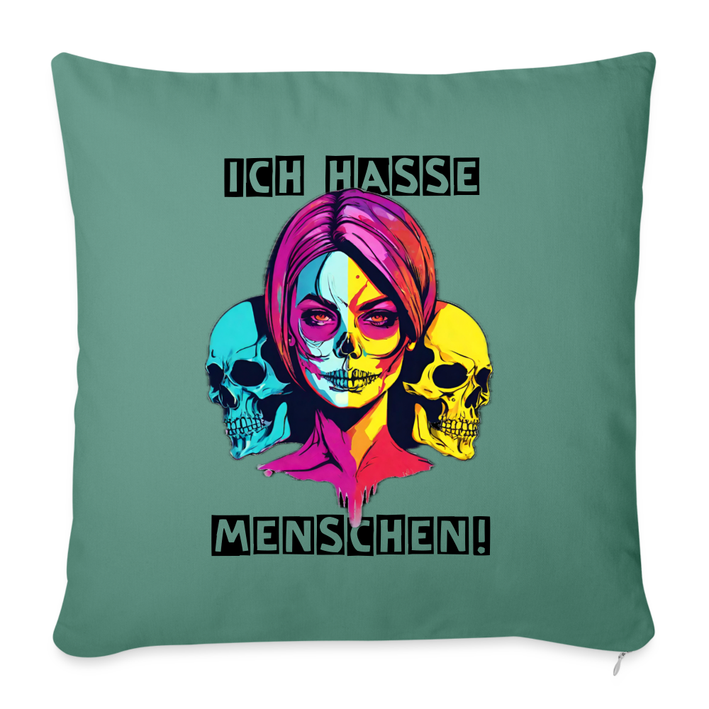 Sofakissen mit Füllung 44 x 44 cm "Ich hasse Menschen" - Tanngrün