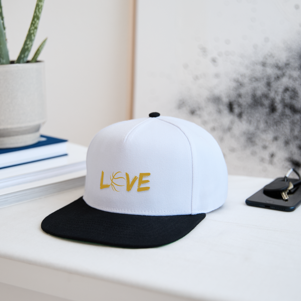 Basketball LOVE Snapback Cap - Weiß/Schwarz