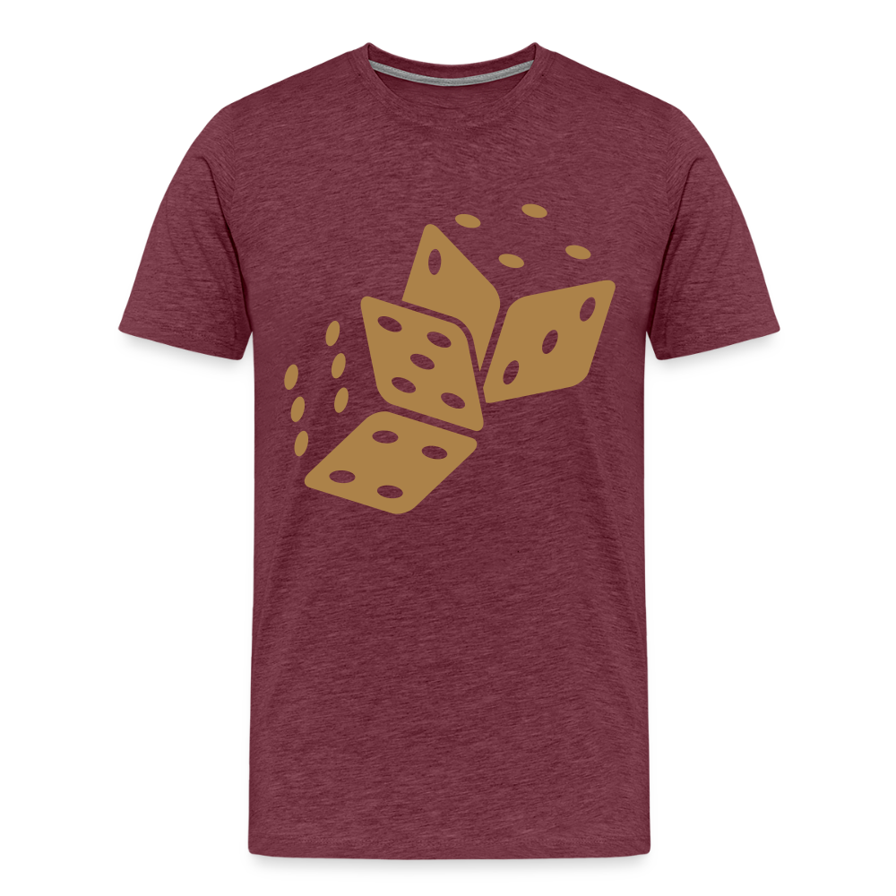 Würfel Männer Premium T-Shirt - Bordeauxrot meliert