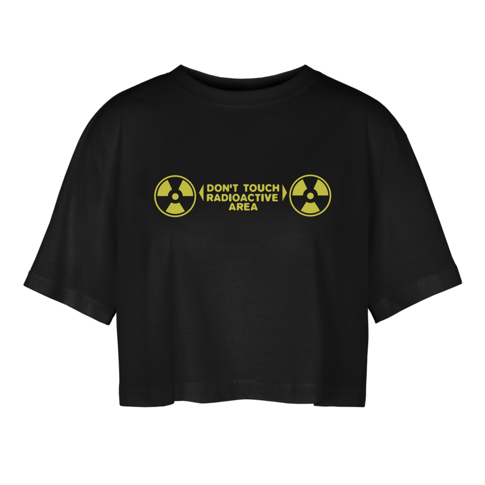 Don't Touch...Frauen Oversized Cropped T-Shirt - Schwarz