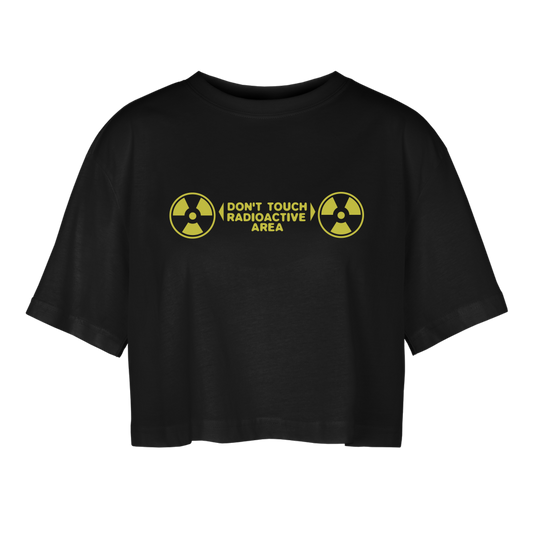 Don't Touch...Frauen Oversized Cropped T-Shirt - Schwarz