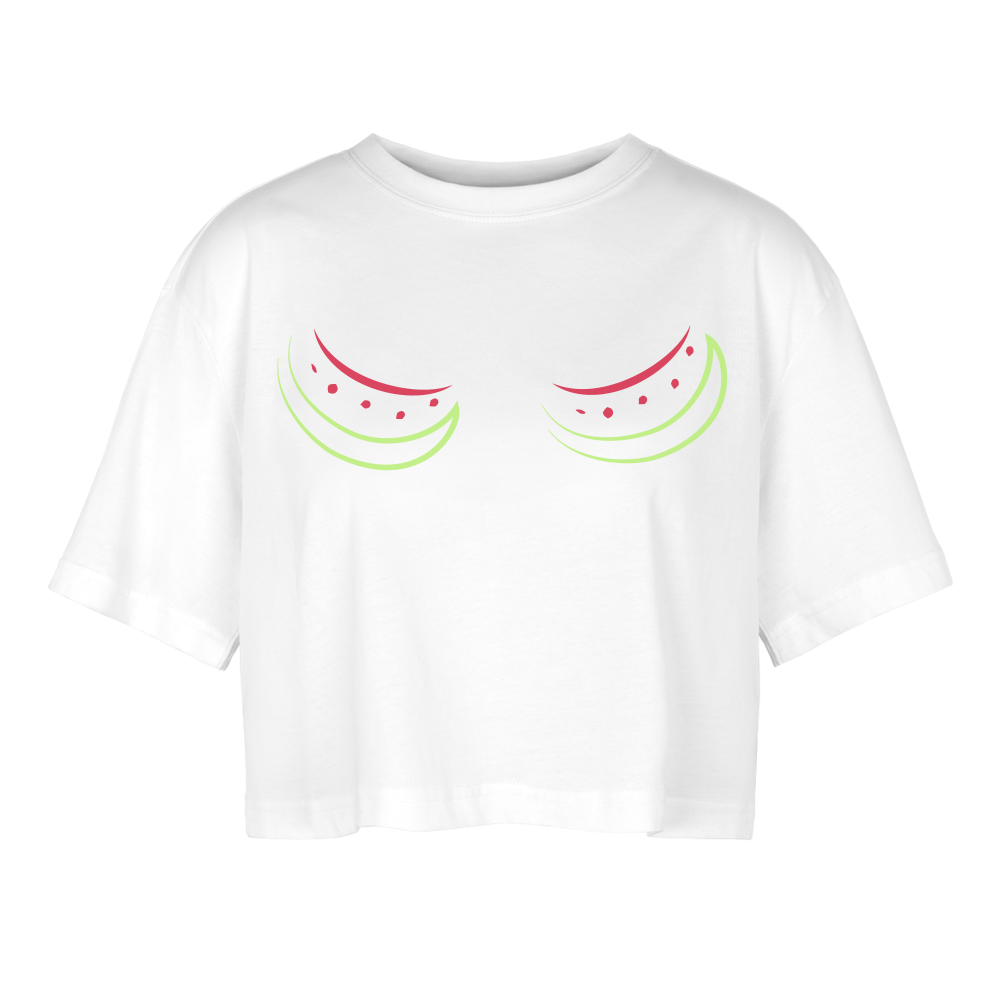 Frauen Oversized Cropped T-Shirt - Weiß