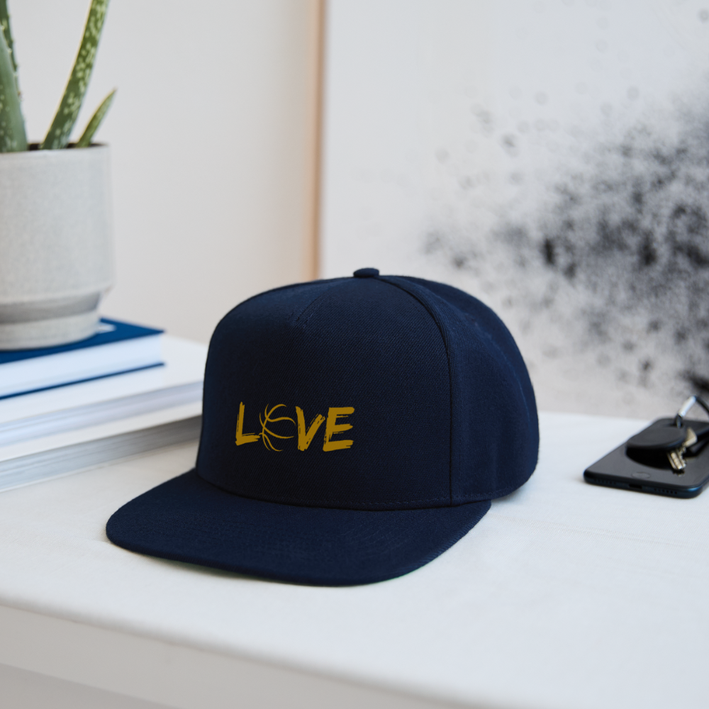 Basketball LOVE Snapback Cap - Navy/Navy
