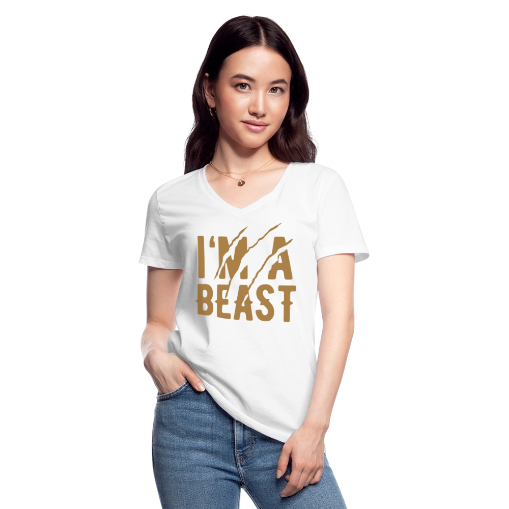 Klassisches Frauen-T-Shirt mit V-Ausschnitt - Weiß