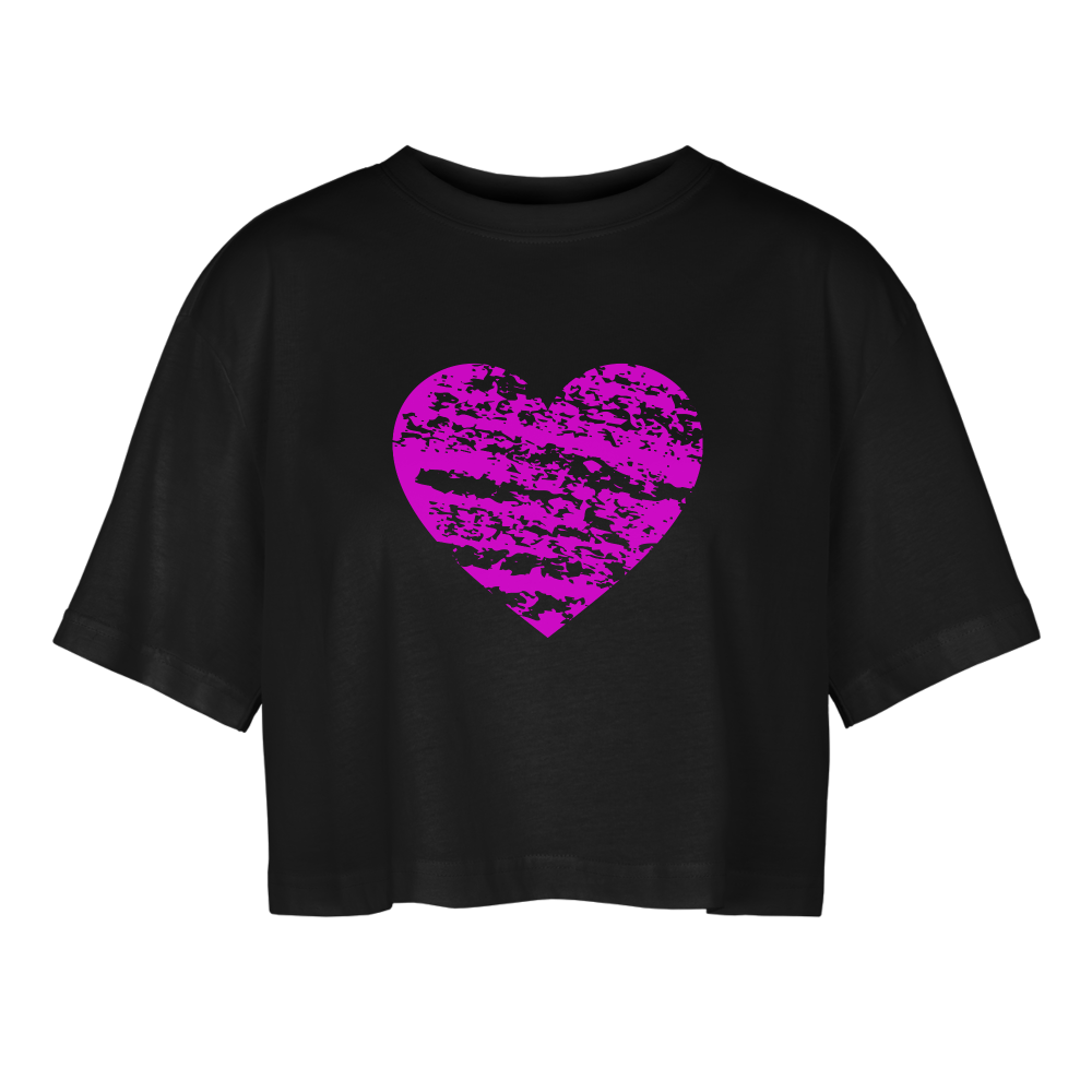 Purple Frauen Oversized Cropped T-Shirt - Schwarz