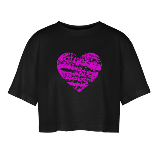 Purple Frauen Oversized Cropped T-Shirt - Schwarz