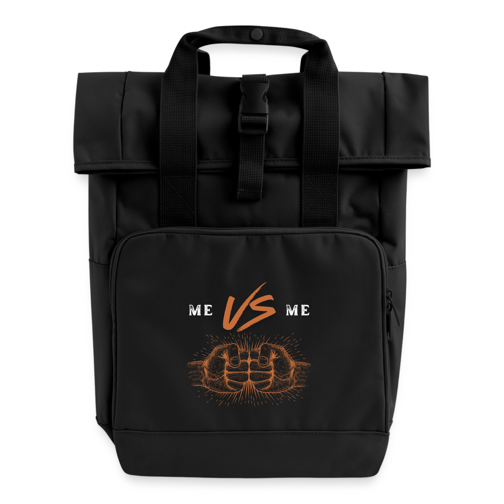 Rolltop Rucksack mit zwei Griffen - Schwarz