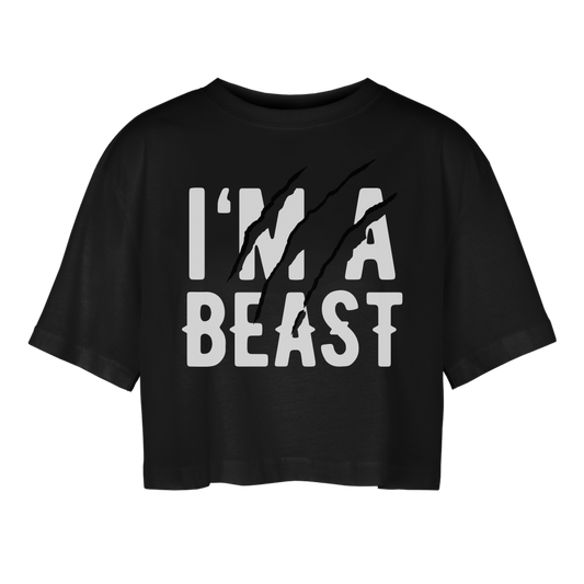 Frauen Oversized Cropped T-Shirt - Schwarz