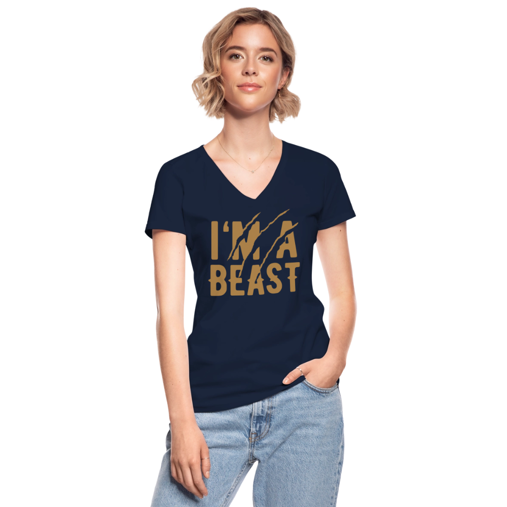 Klassisches Frauen-T-Shirt mit V-Ausschnitt - Navy