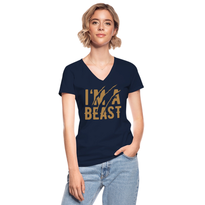 Klassisches Frauen-T-Shirt mit V-Ausschnitt - Navy