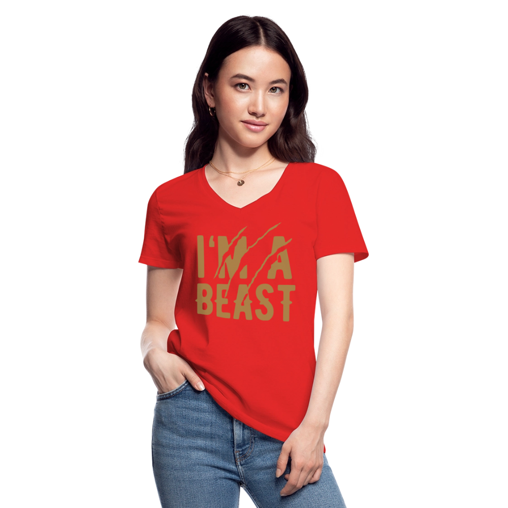 Klassisches Frauen-T-Shirt mit V-Ausschnitt - Rot