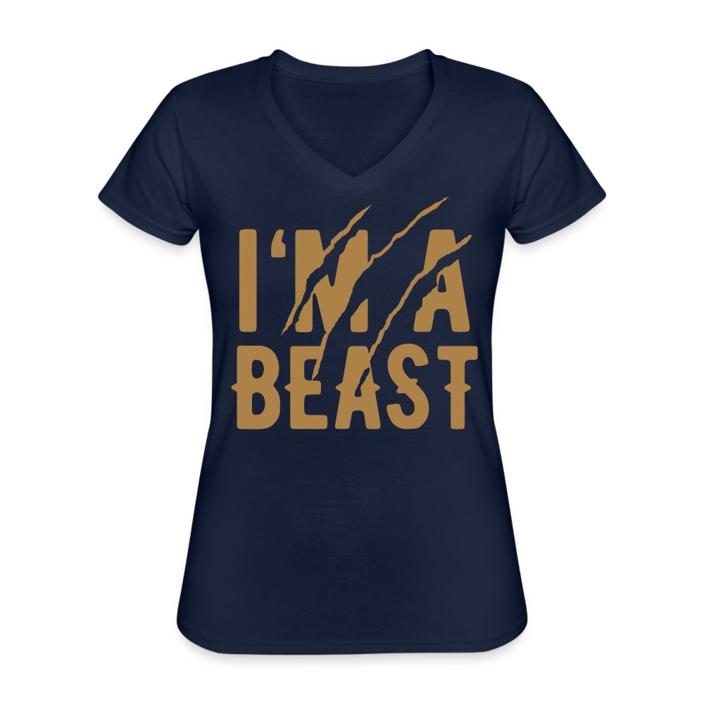 Klassisches Frauen-T-Shirt mit V-Ausschnitt - Navy