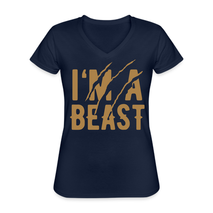 Klassisches Frauen-T-Shirt mit V-Ausschnitt - Navy
