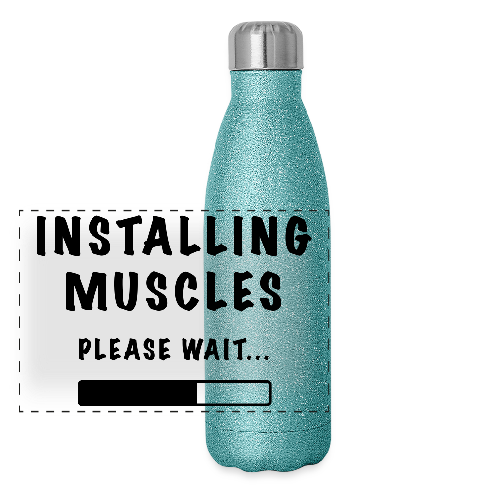 Glitzer Edelstahl Thermosflasche - Blau Glitzer