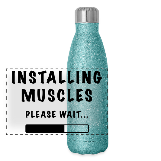 Glitzer Edelstahl Thermosflasche - Blau Glitzer