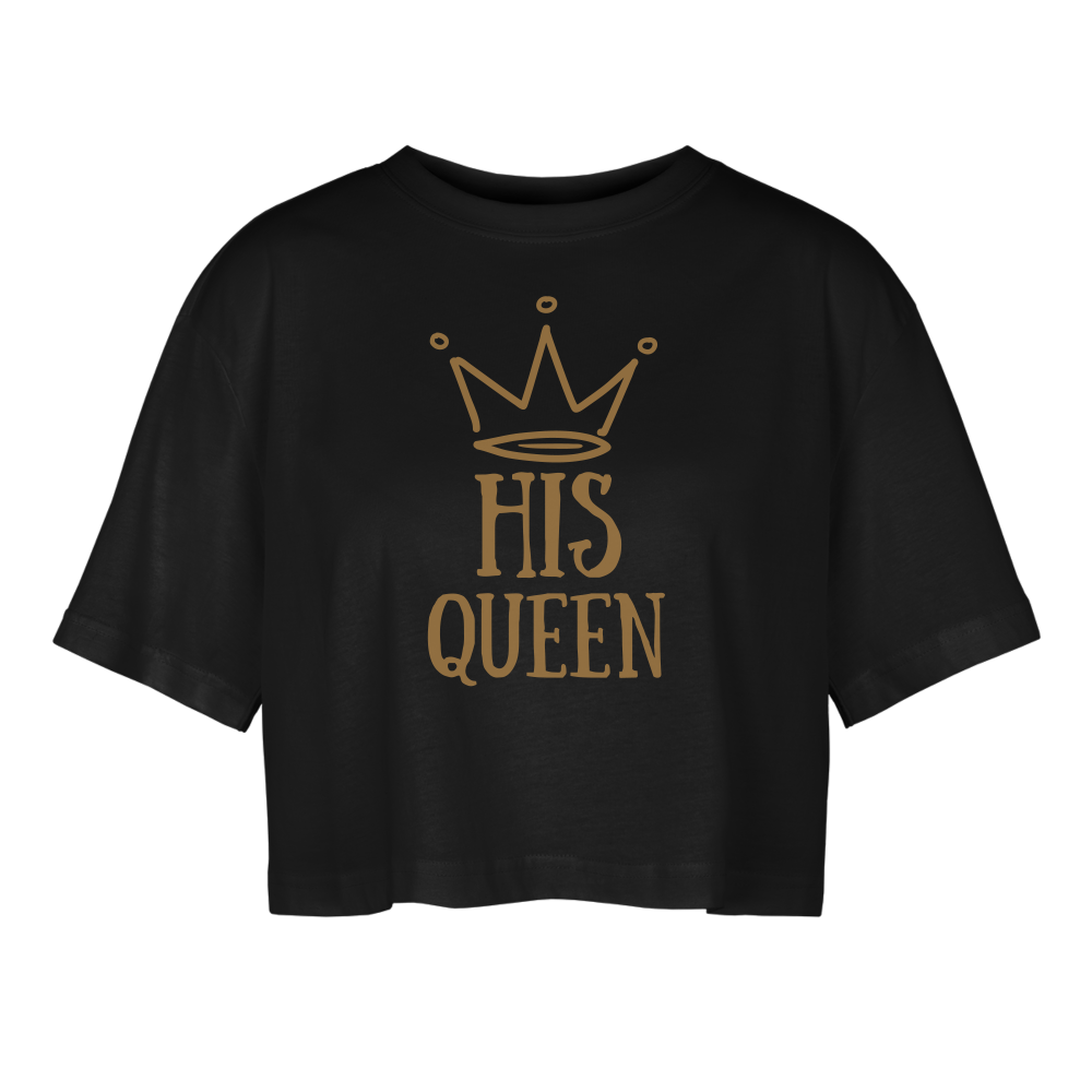 Frauen Oversized Cropped T-Shirt - Schwarz