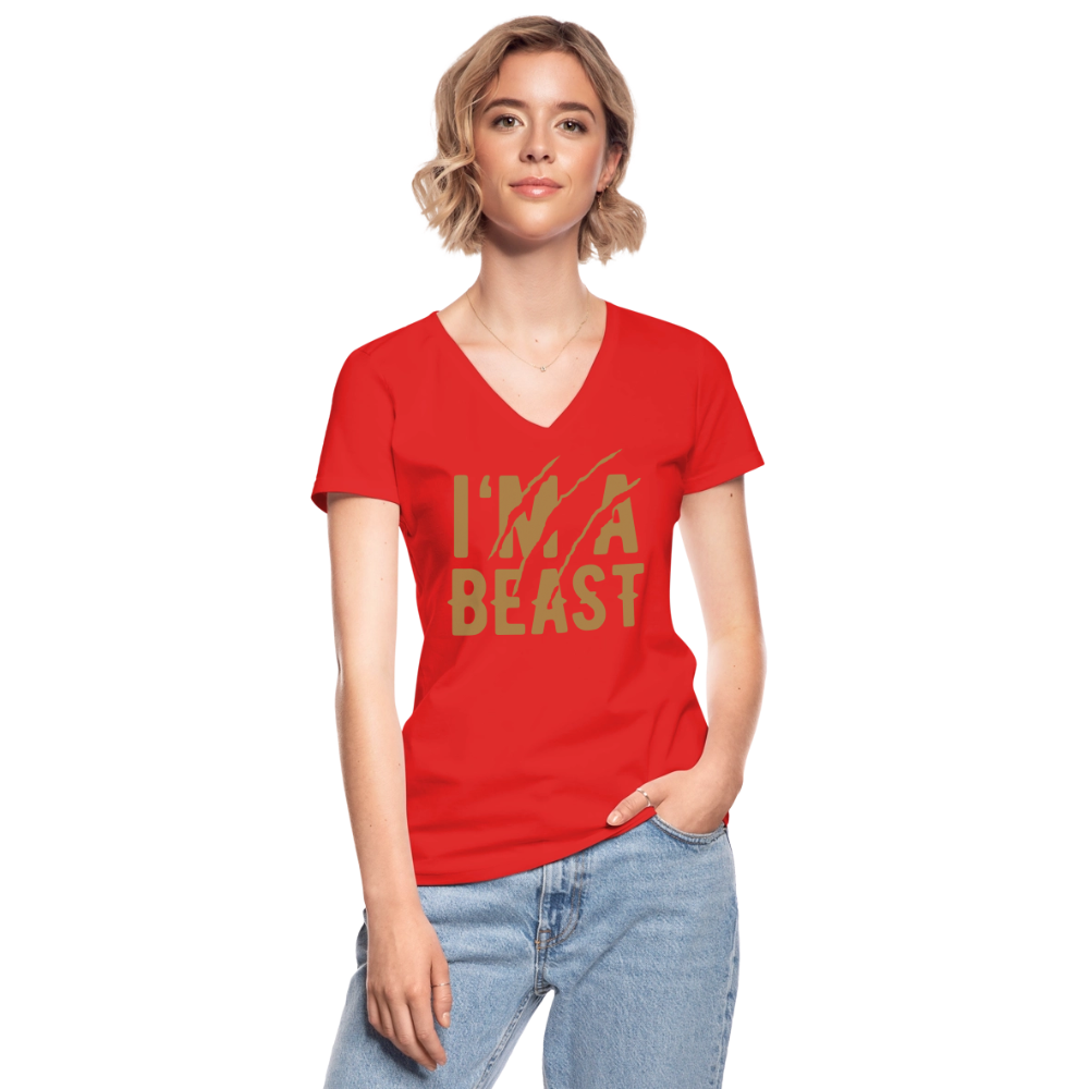 Klassisches Frauen-T-Shirt mit V-Ausschnitt - Rot