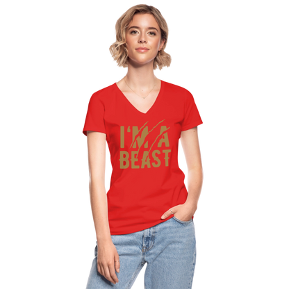 Klassisches Frauen-T-Shirt mit V-Ausschnitt - Rot