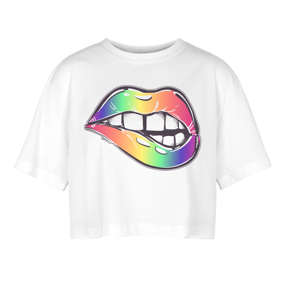 Frauen Oversized Cropped T-Shirt - Weiß