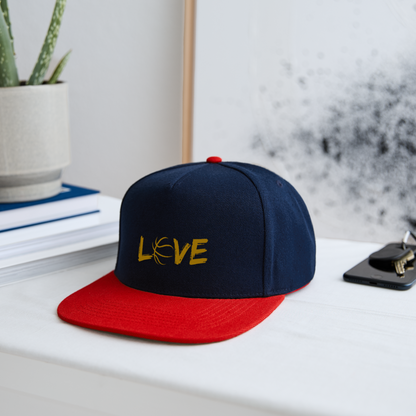 Basketball LOVE Snapback Cap - Navy/Rot