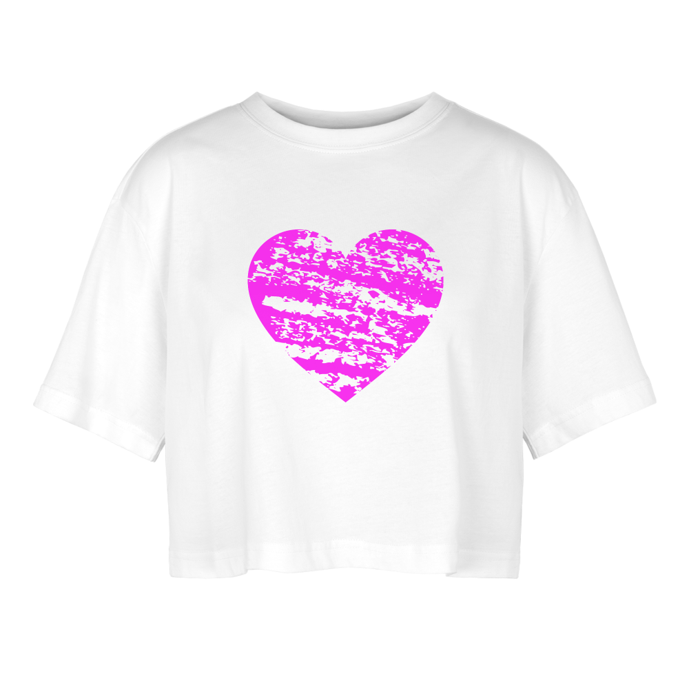 Purple Frauen Oversized Cropped T-Shirt - Weiß