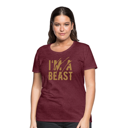 Frauen Premium T-Shirt - Bordeauxrot meliert