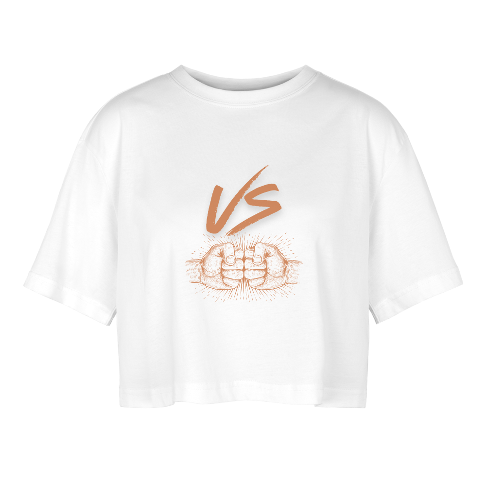 Frauen Oversized Cropped T-Shirt - Weiß