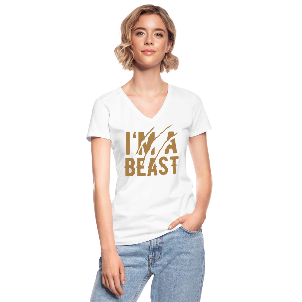 Klassisches Frauen-T-Shirt mit V-Ausschnitt - Weiß