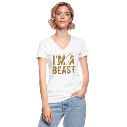 Klassisches Frauen-T-Shirt mit V-Ausschnitt - Weiß