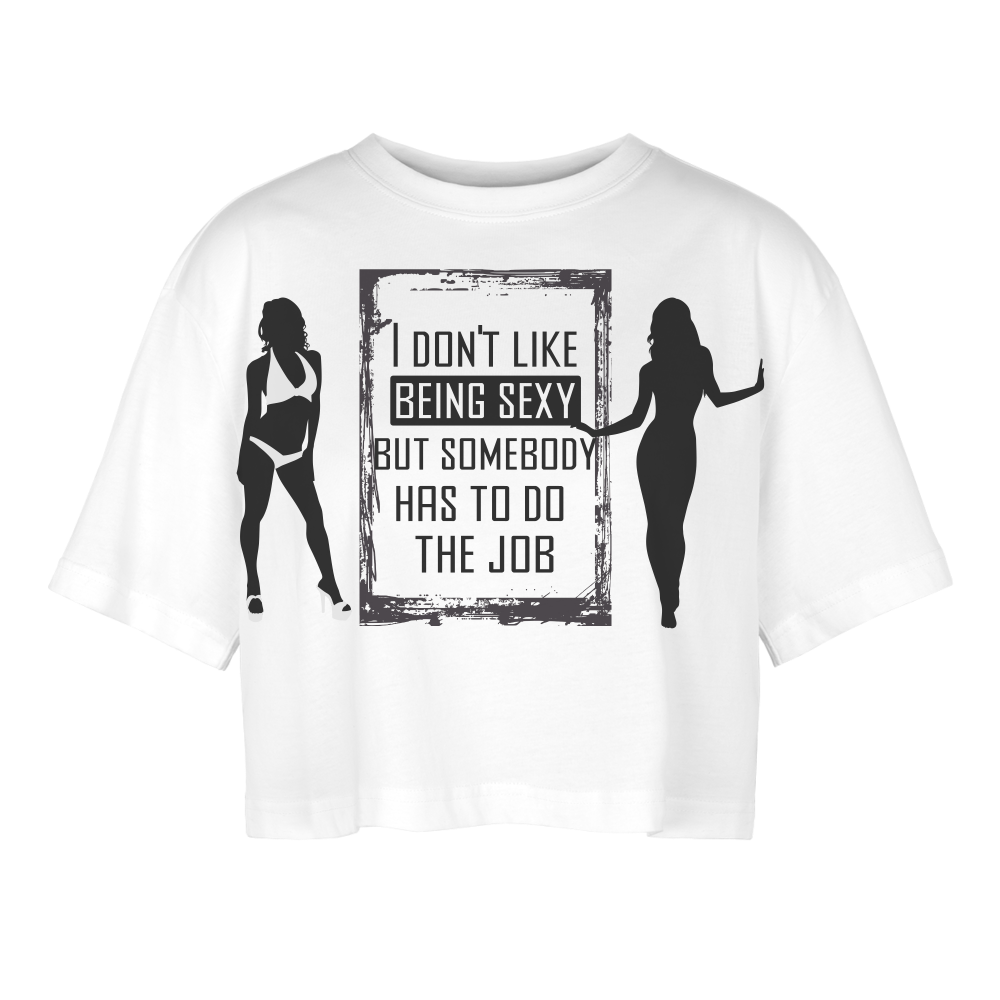 Frauen Oversized Cropped T-Shirt - Weiß