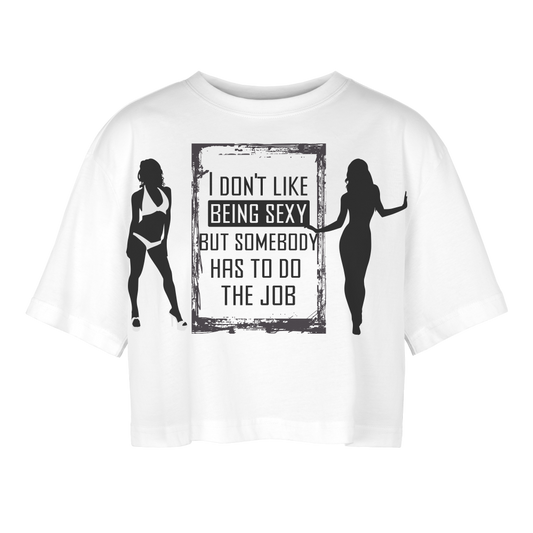 Frauen Oversized Cropped T-Shirt - Weiß