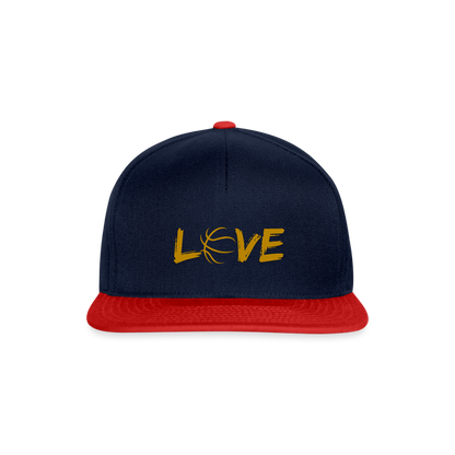 Basketball LOVE Snapback Cap - Navy/Rot